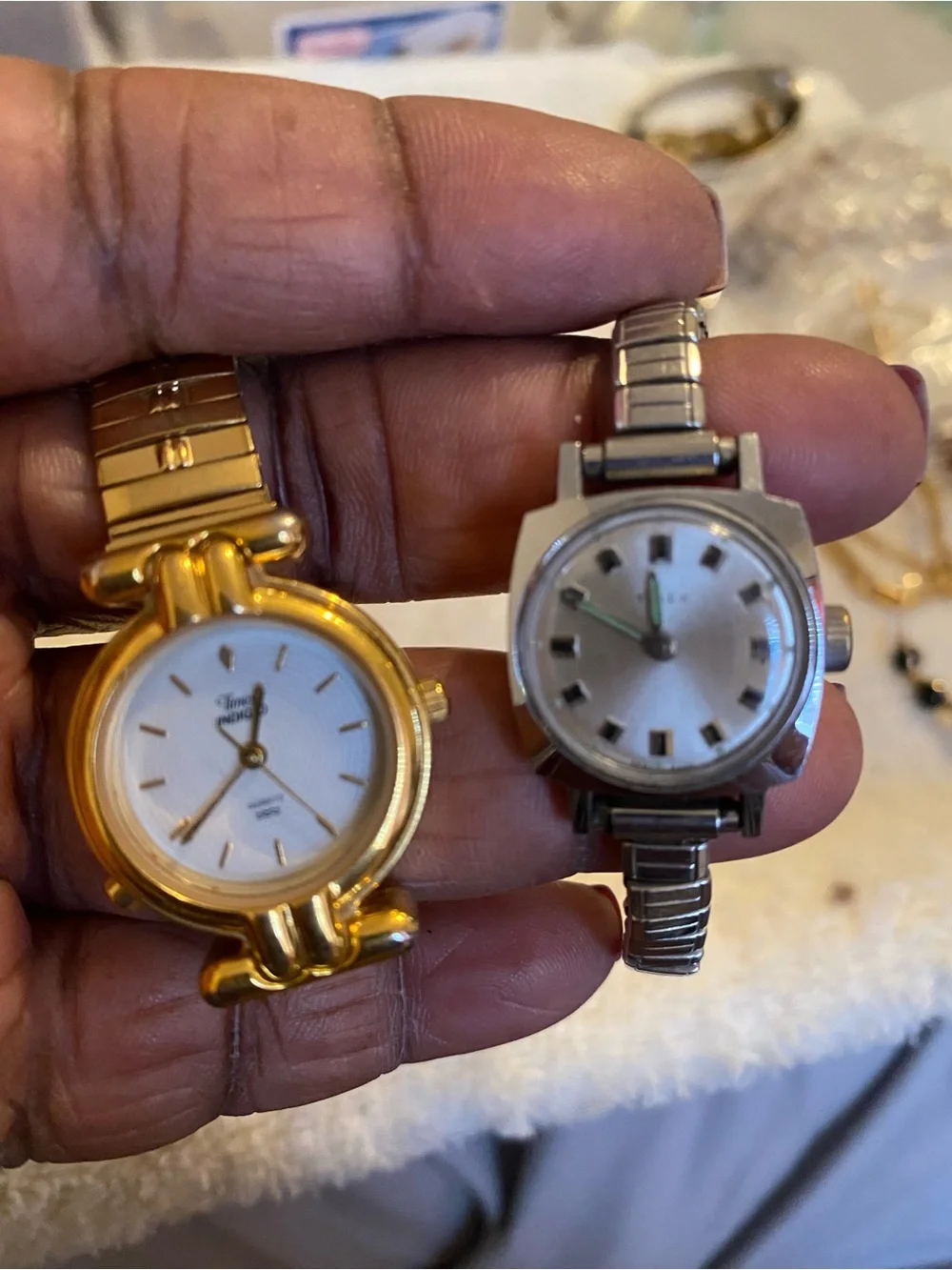 Timex Women’s Gold-Tone Dress Watch with Silver-Tone Companion